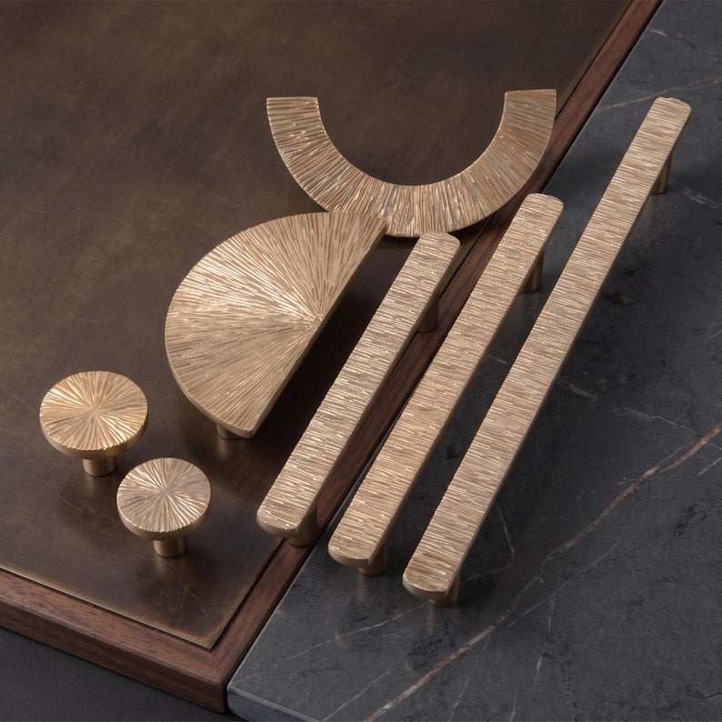 Hammered Brass Half Moon Cabinet Pulls & Knobs