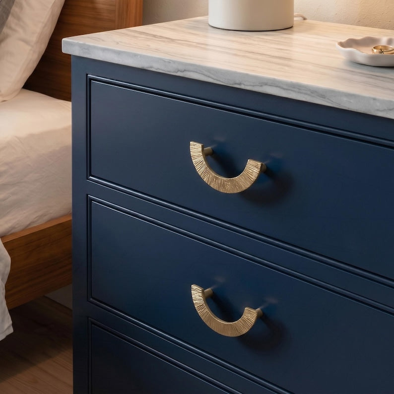 Hammered Brass Half Moon Cabinet Pulls & Knobs