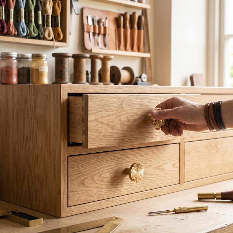 Hammered Brass Half Moon Cabinet Pulls & Knobs