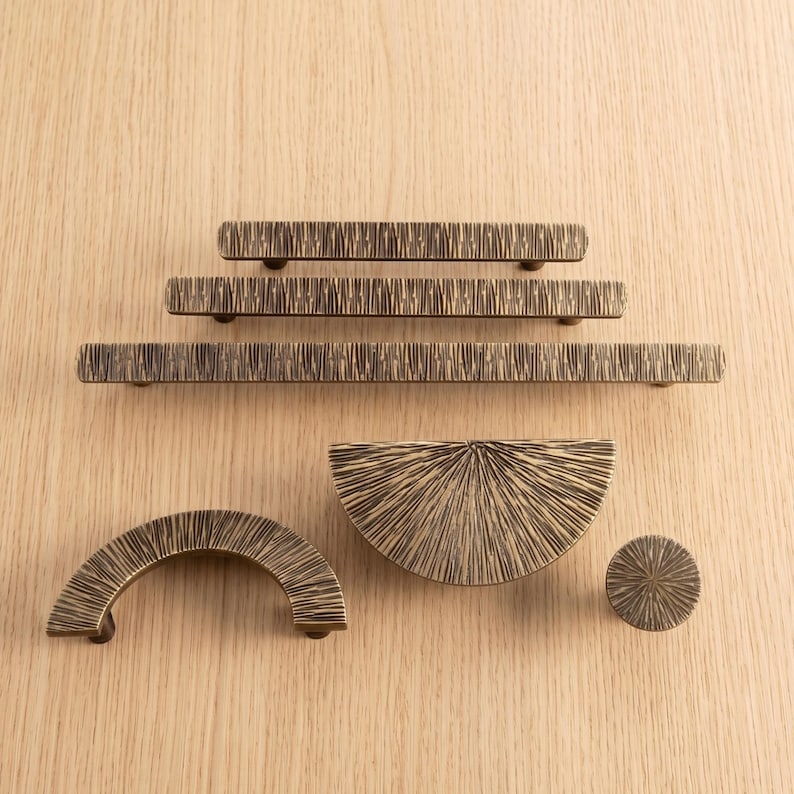 Hammered Brass Half Moon Cabinet Pulls & Knobs