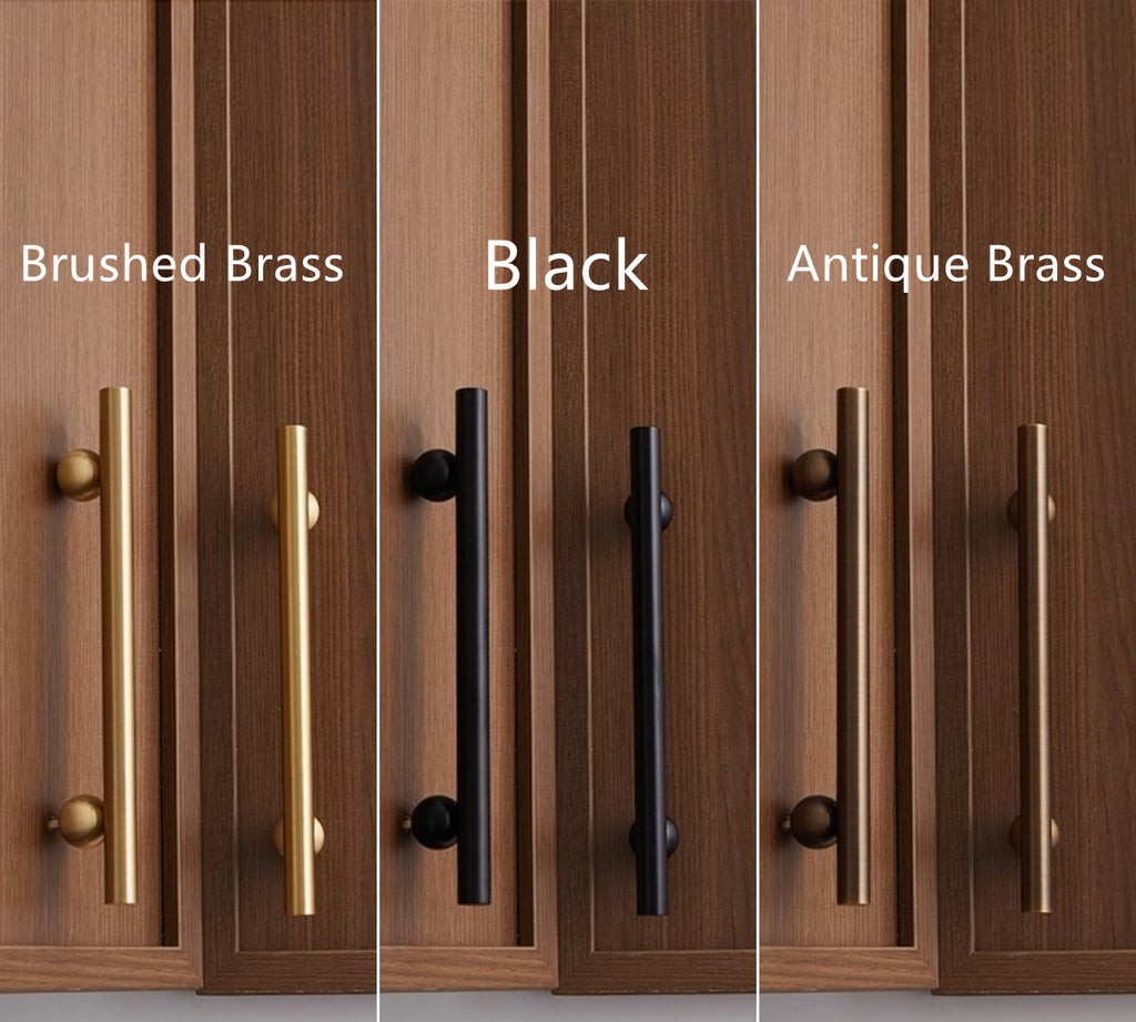 Brass Cabinet Handles with Ball Supports & Matching Knobs