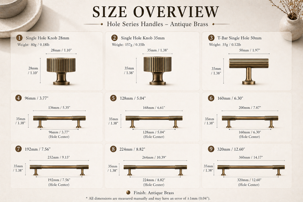 Brass Cabinet Handles with Fluted Ends