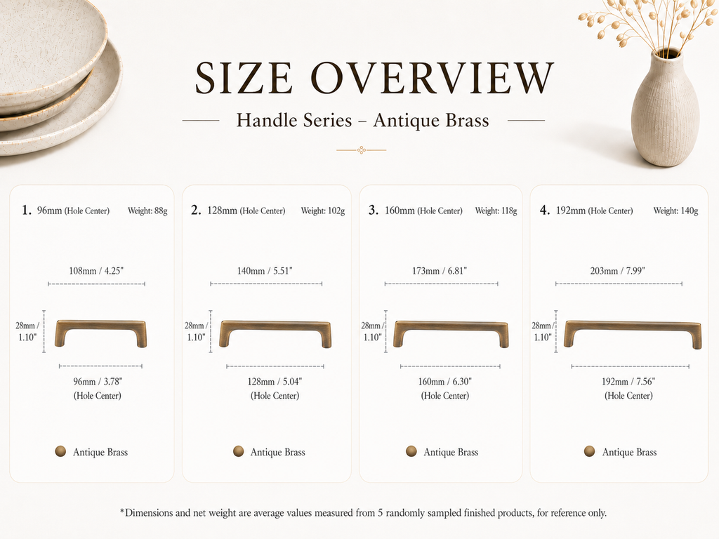 Rectangular Brass Cabinet Handles with Rounded Corners