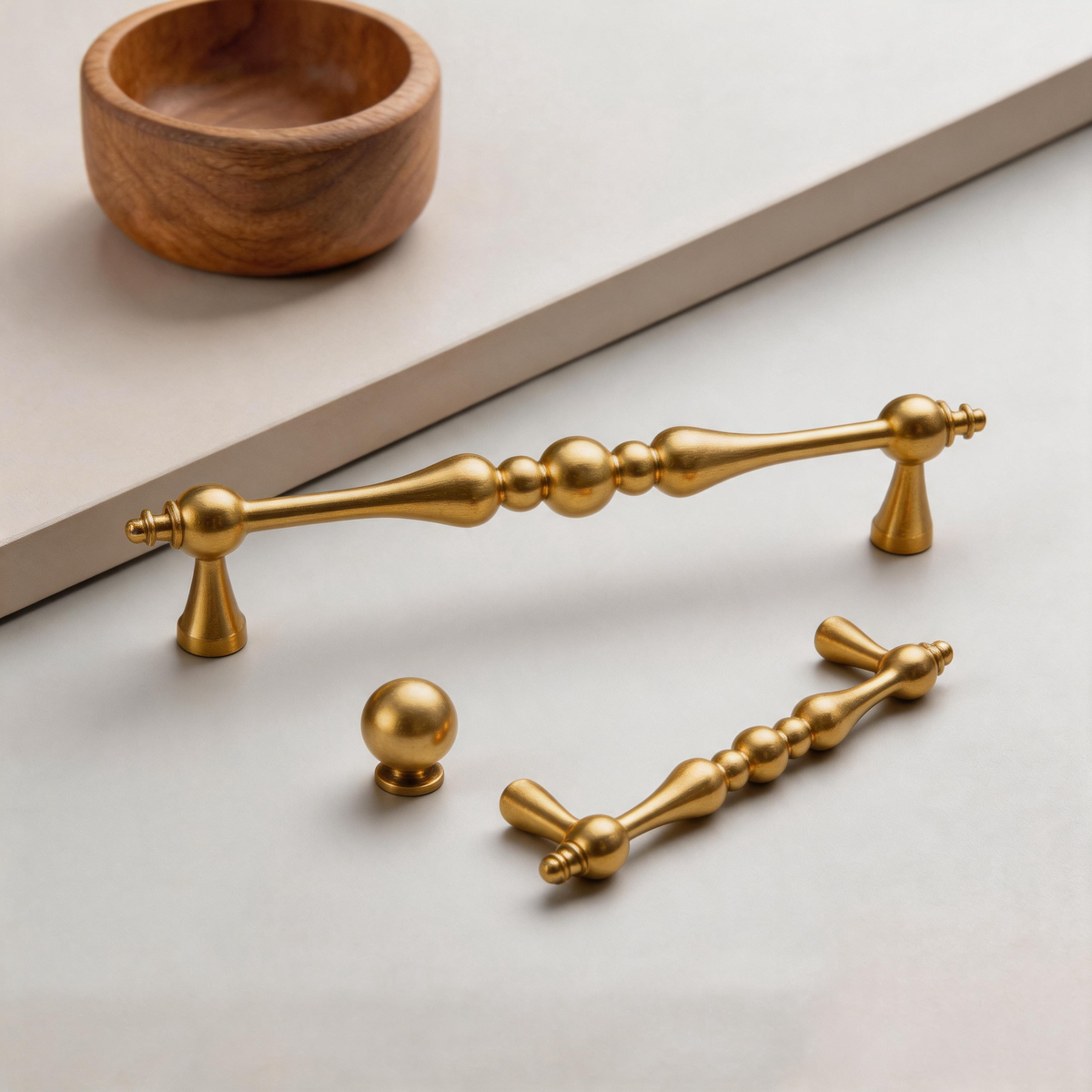 Beaded Brass Cabinet Handles & Ball Knobs