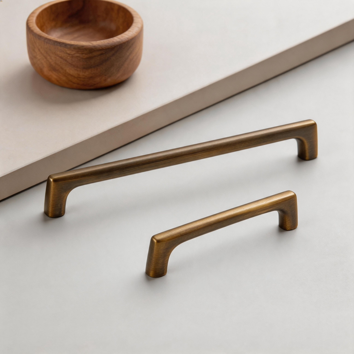 Rectangular Brass Cabinet Handles with Rounded Corners