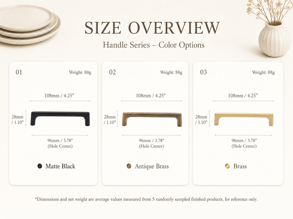 Rectangular Brass Cabinet Handles with Rounded Corners