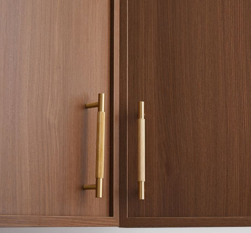 Knurled Brass Cabinet Handles & Matching Knobs