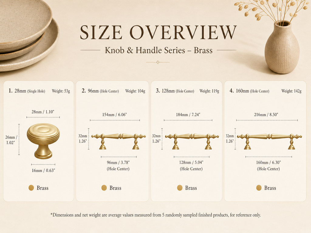 Traditional Brass Spindle Handles & Round Knobs
