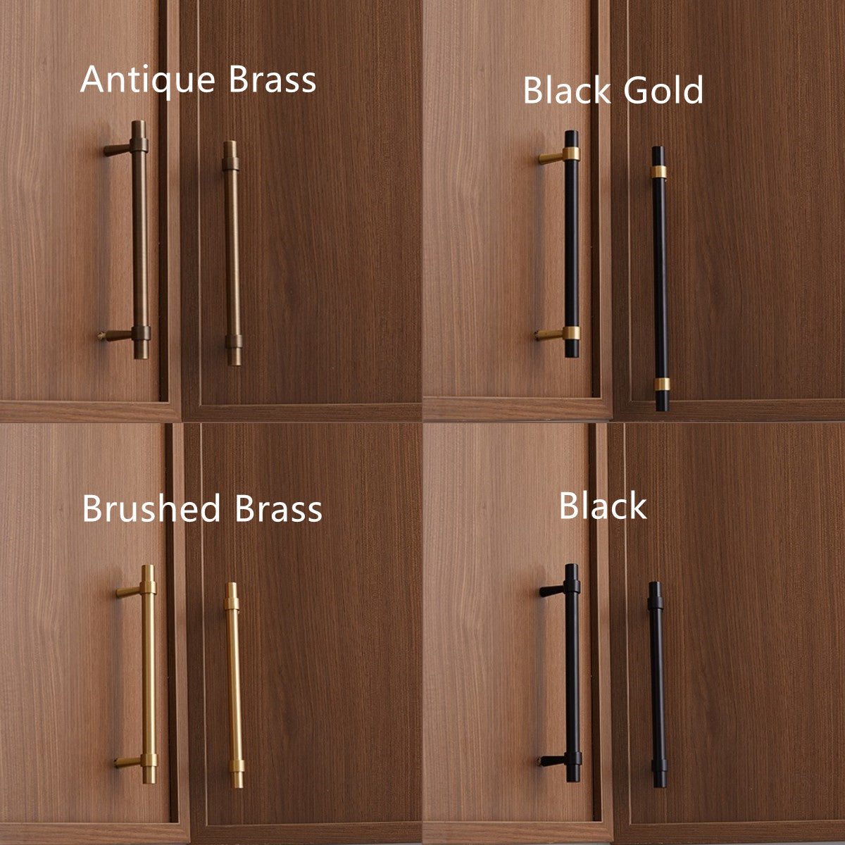 Brass Cabinet Handles & T-Bar Knobs with Collar Details