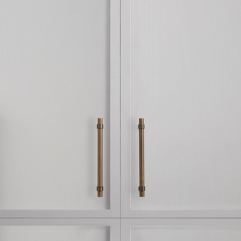 Brass Cabinet Handles & T-Bar Knobs with Collar Details