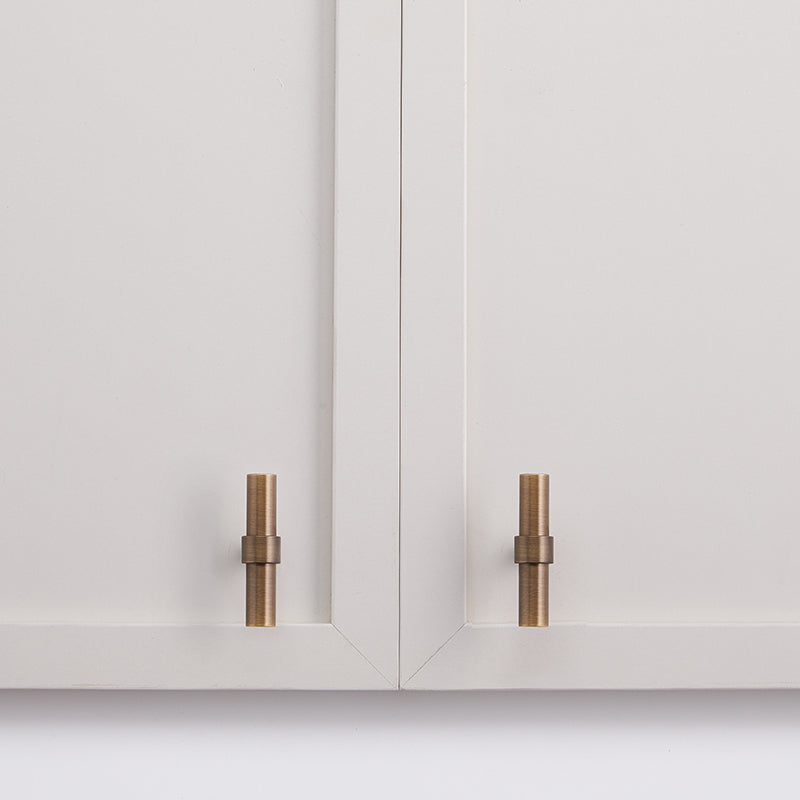 Brass Cabinet Handles & T-Bar Knobs with Collar Details