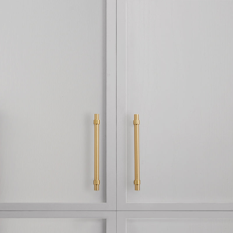 Brass Cabinet Handles & T-Bar Knobs with Collar Details