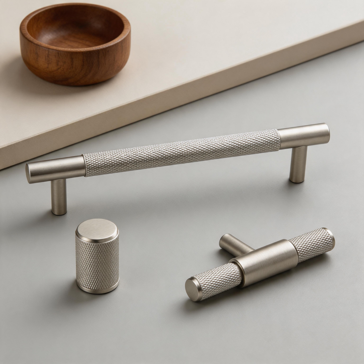 Knurled Brass T-Bar Cabinet Handles