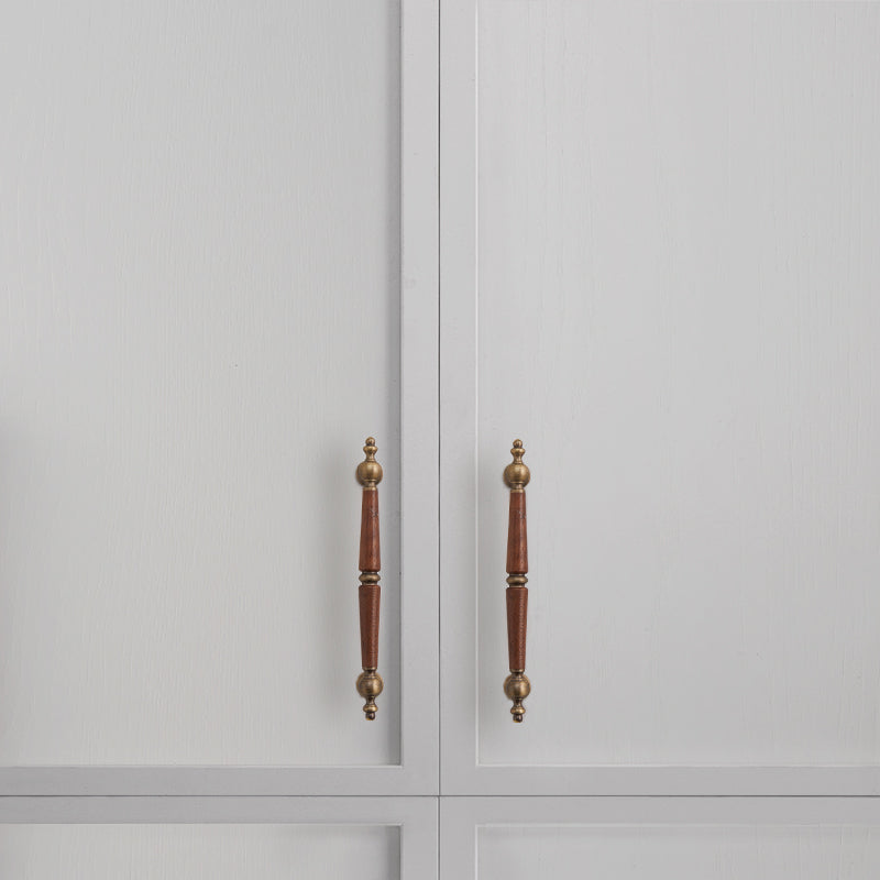 Brass Cabinet Handles & Knobs with Wood-Look Accents