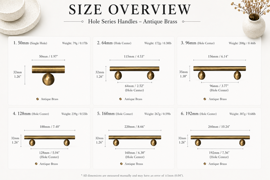 Brass Cabinet Handles with Ball Supports & Matching Knobs