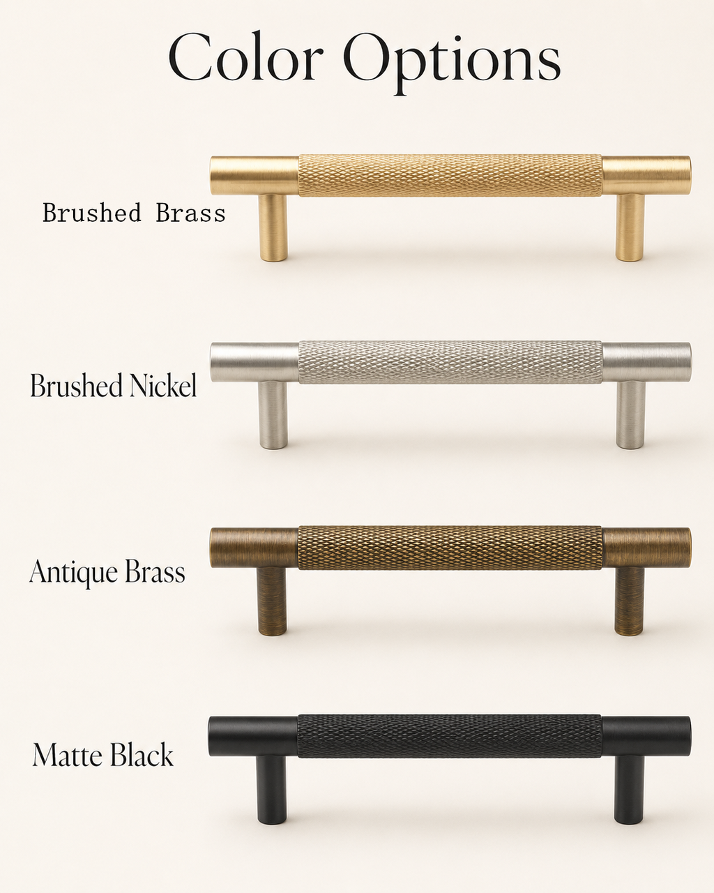 Knurled Brass Cabinet Handles & Matching Knobs