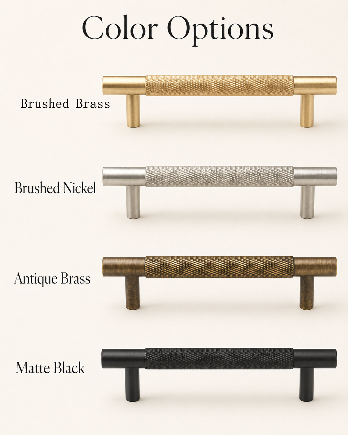 Knurled Brass Cabinet Handles & Matching Knobs