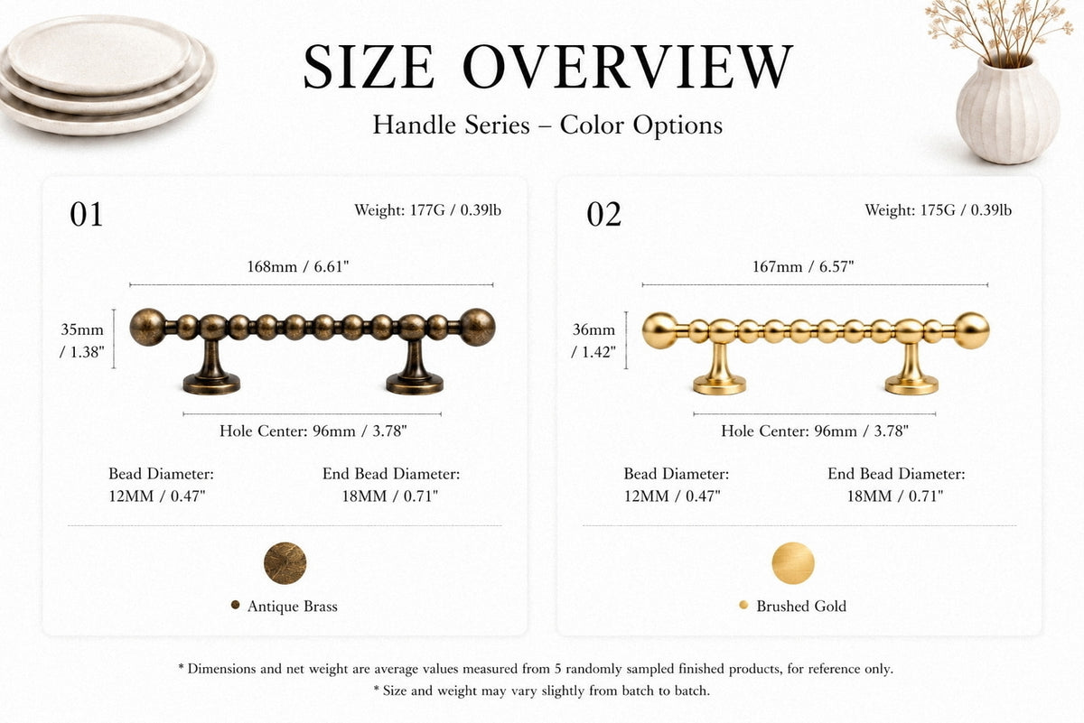 Beaded Brass Cabinet Handles with Ball Finials