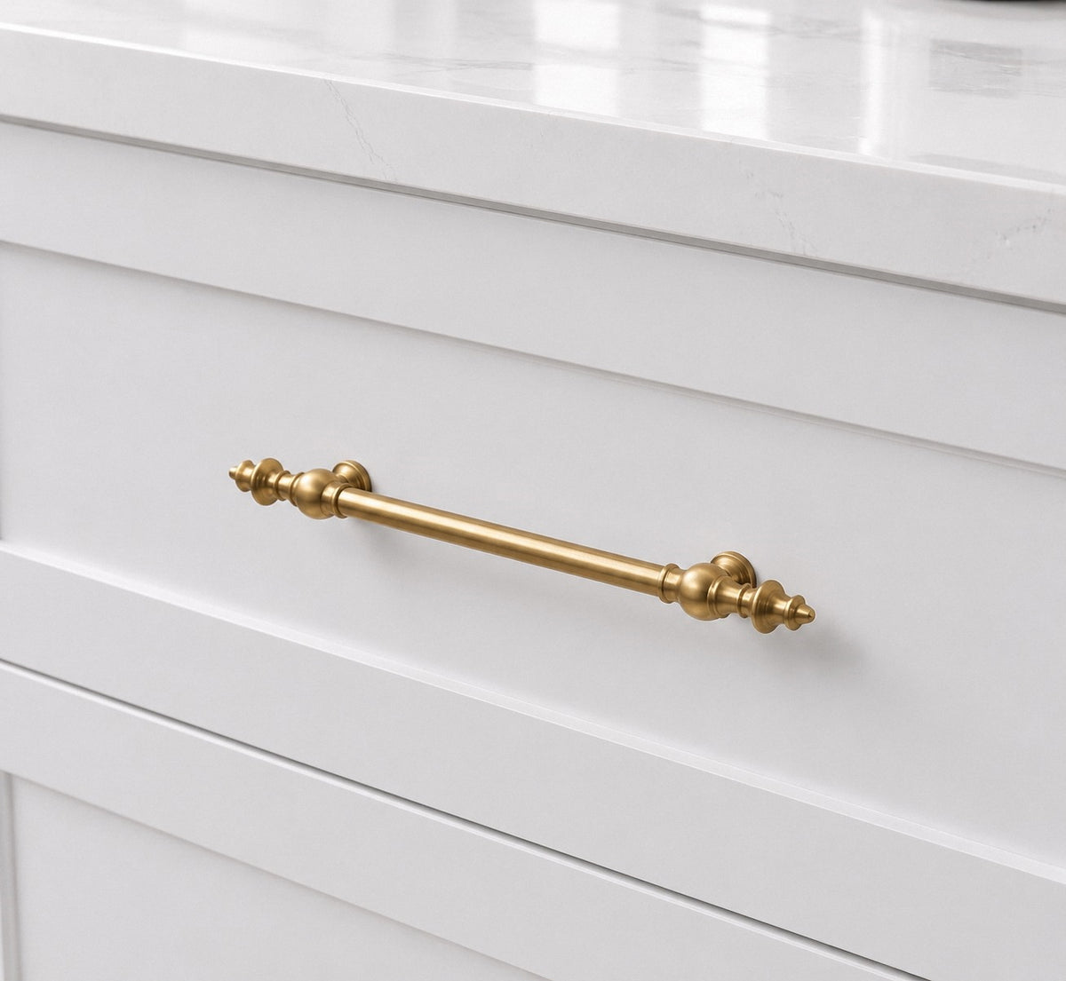 Ornate Brass Cabinet Handles with Bud Finials