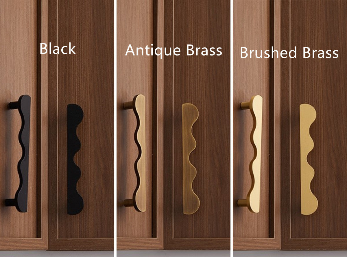 Scalloped Brass Cabinet Handles – Wavy Drawer Pulls