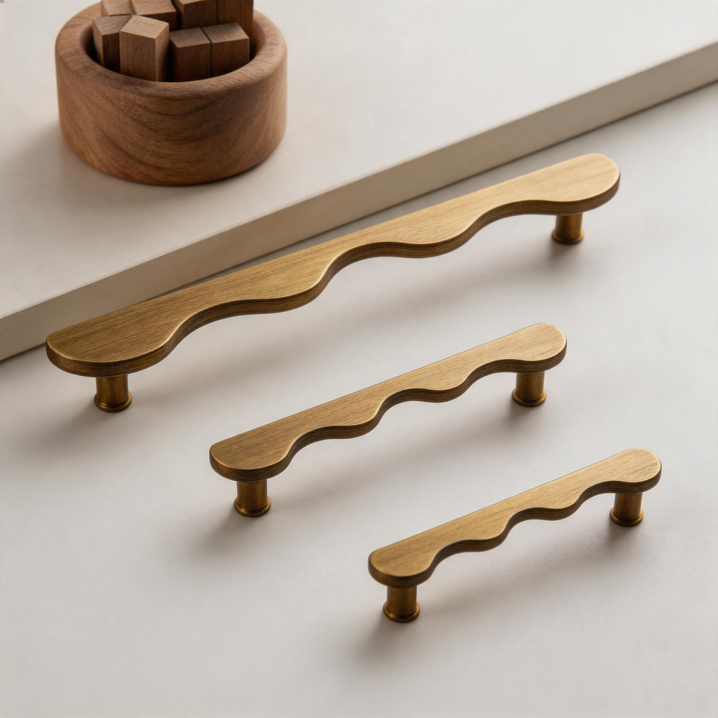 Scalloped Brass Cabinet Handles – Wavy Drawer Pulls