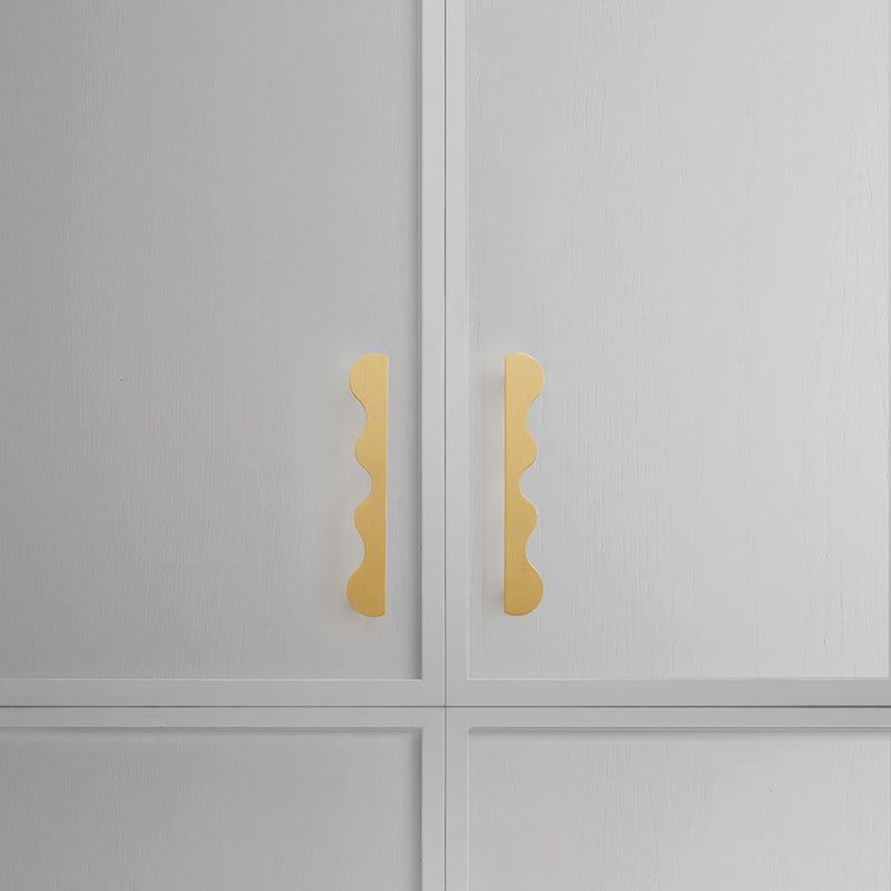 Scalloped Brass Cabinet Handles – Wavy Drawer Pulls