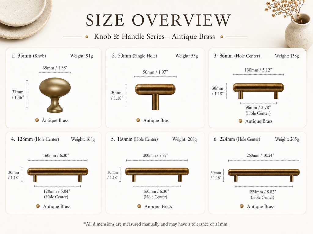 Rounded Brass Cabinet Handles & T-Bar Knobs