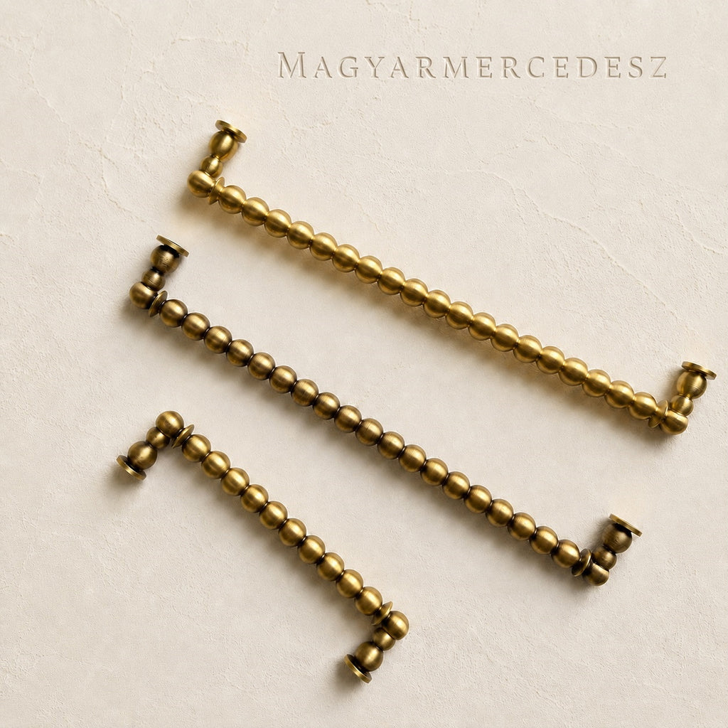 Beaded Brass Cabinet Handles with Round Bases
