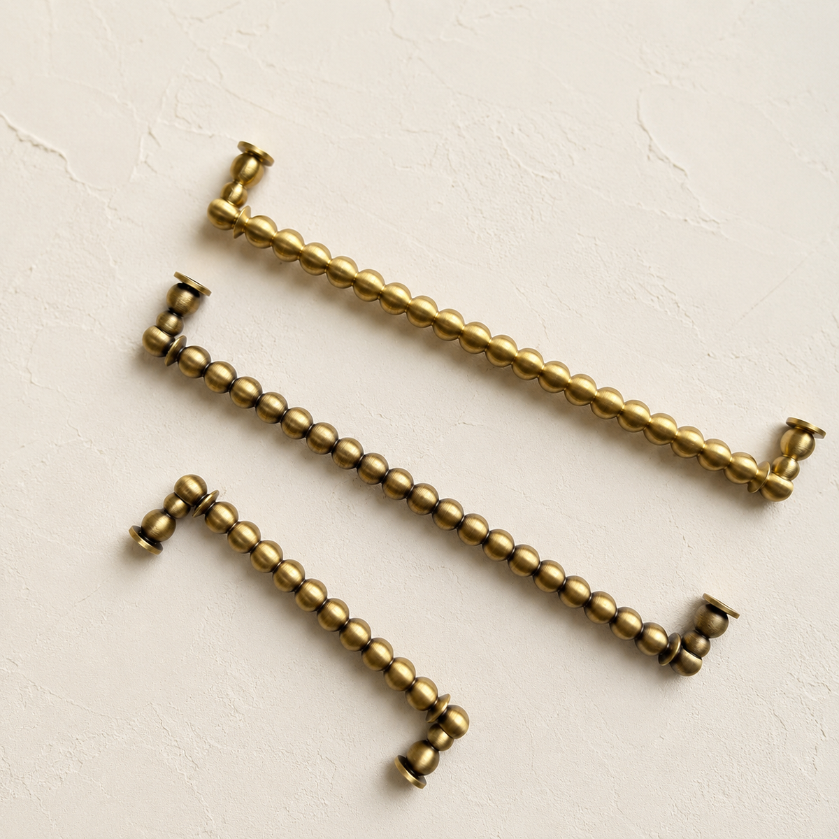 Beaded Brass Cabinet Handles with Round Bases