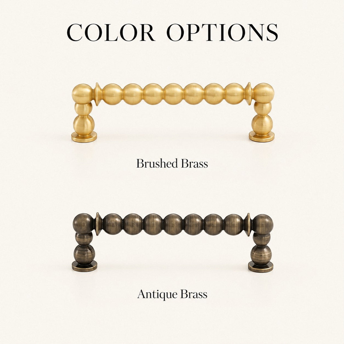 Beaded Brass Cabinet Handles with Round Bases