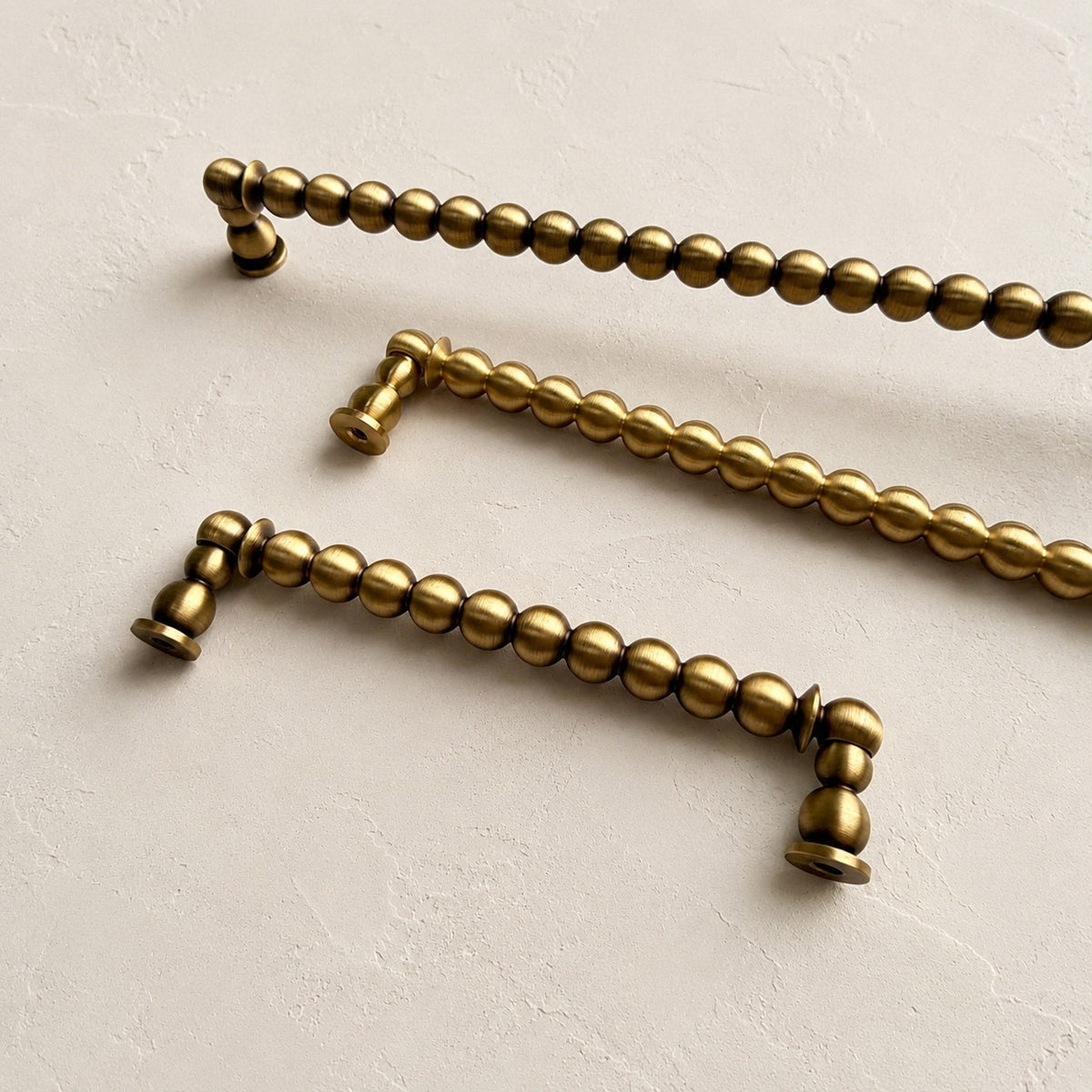 Beaded Brass Cabinet Handles with Round Bases