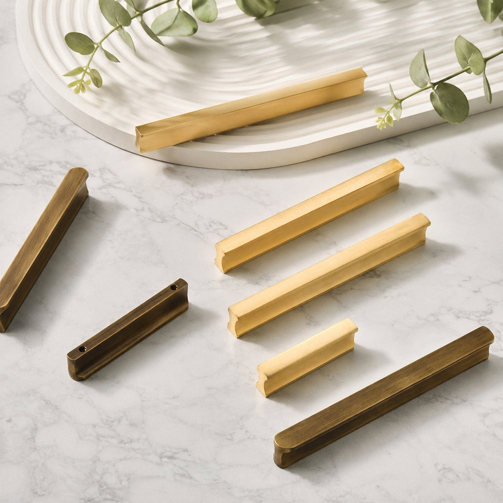 Brushed Brass Flat Bar Cabinet Handles
