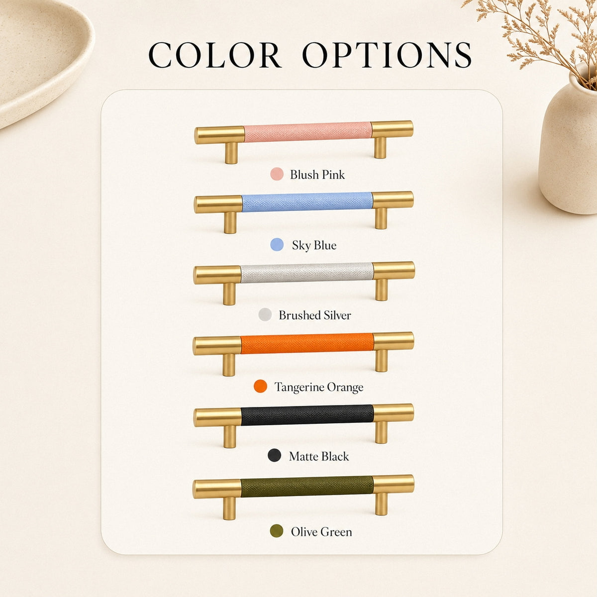 Colorful Brass Cabinet Handles – Textured Two-Tone Pulls