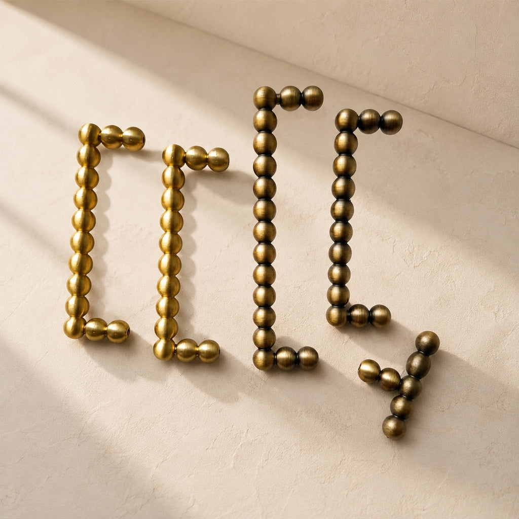 Brass Bubble Cabinet Handles & Beaded T-Bar Knobs