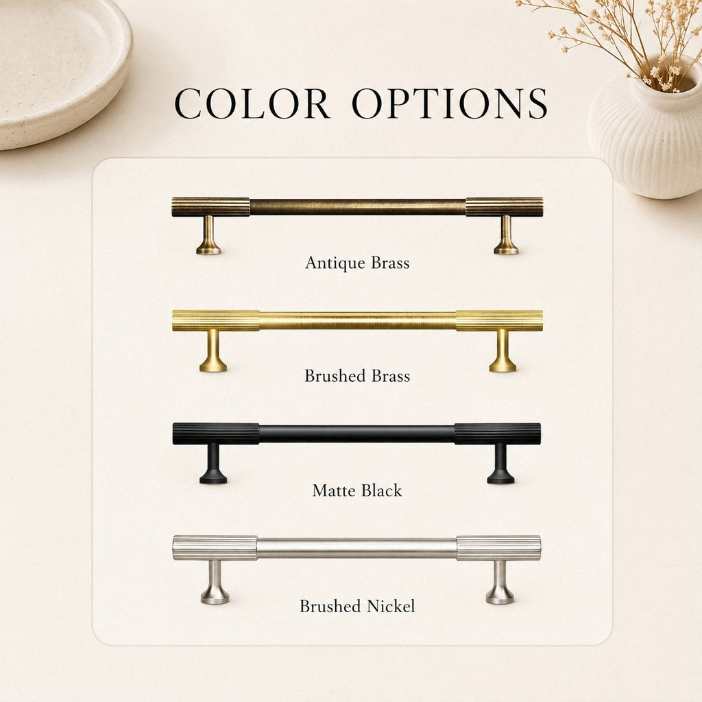 Brass Cabinet Handles with Fluted Ends