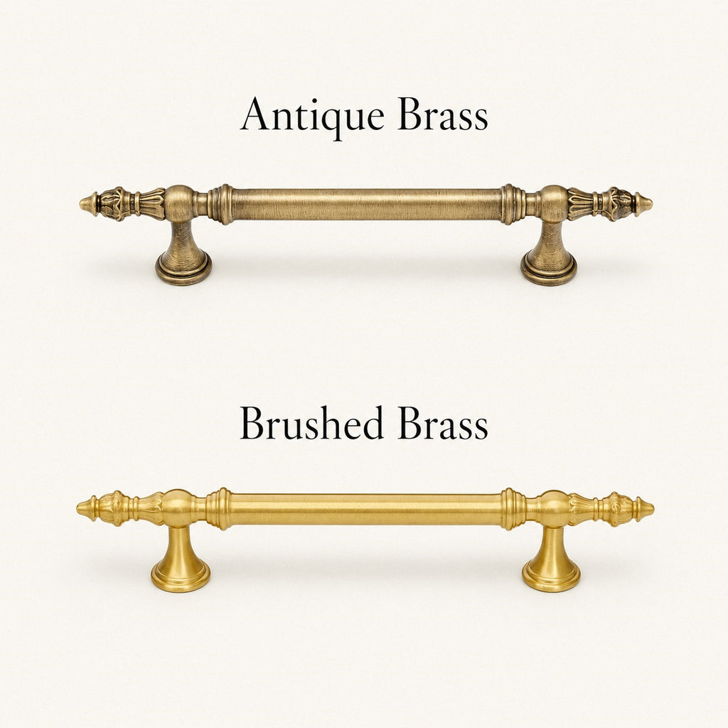 Ornate Brass Cabinet Handles with Bud Finials
