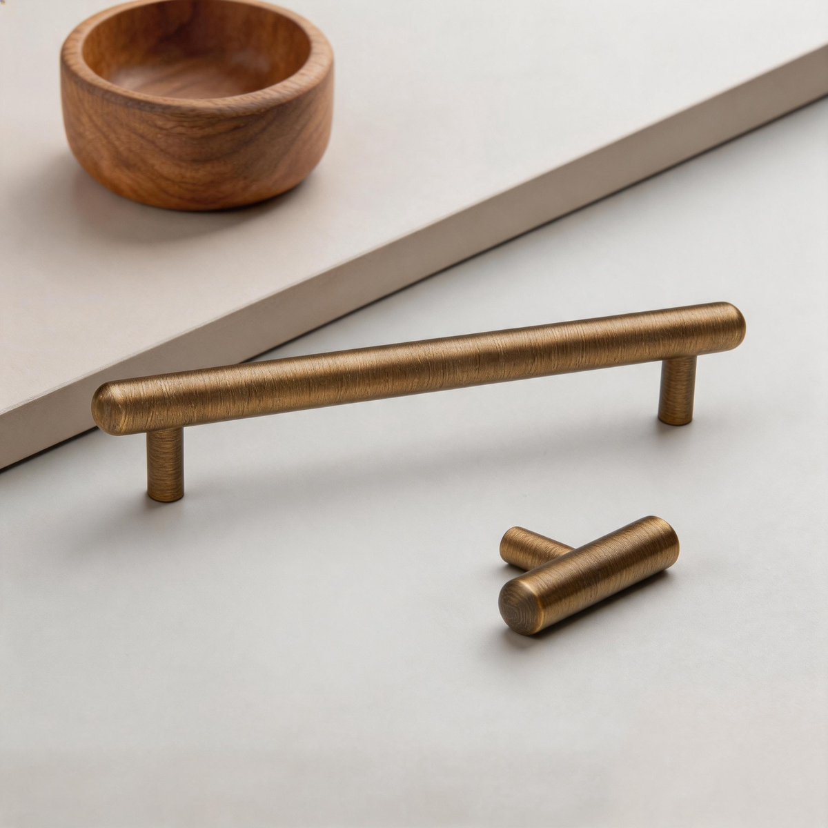 Rounded Brass Cabinet Handles & T-Bar Knobs