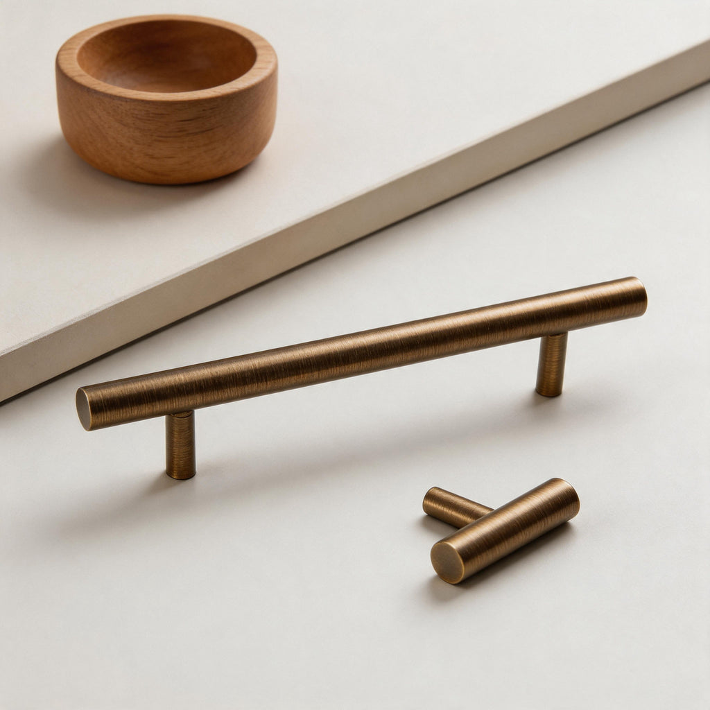 Minimalist Brass Round Bar Cabinet Pulls